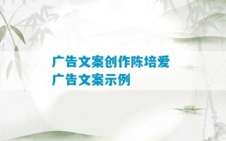 广告文案创作陈培爱 广告文案示例