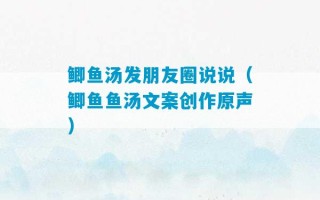 鲫鱼汤发朋友圈说说（鲫鱼鱼汤文案创作原声）