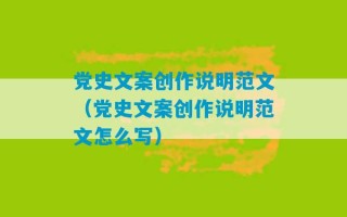 党史文案创作说明范文（党史文案创作说明范文怎么写）