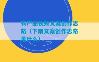 农产品视频文案创作思路（下雨文案创作思路是什么）