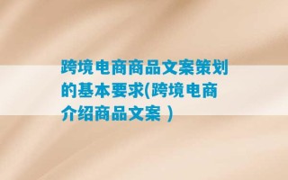 跨境电商商品文案策划的基本要求(跨境电商介绍商品文案 )