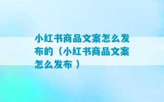 小红书商品文案怎么发布的（小红书商品文案怎么发布 ）