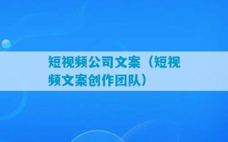 短视频公司文案（短视频文案创作团队）