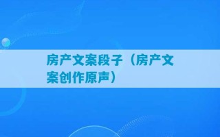 房产文案段子（房产文案创作原声）