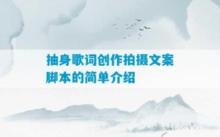 抽身歌词创作拍摄文案脚本的简单介绍