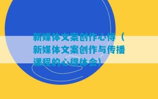 新媒体文案创作心得（新媒体文案创作与传播课程的心得体会）