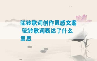 驼铃歌词创作灵感文案 驼铃歌词表达了什么意思