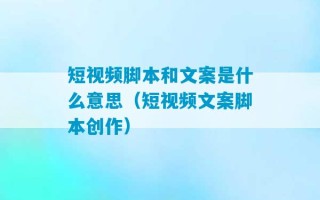 短视频脚本和文案是什么意思（短视频文案脚本创作）