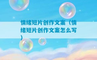 情绪短片创作文案（情绪短片创作文案怎么写）