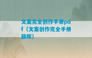 文案完全创作手册pdf（文案创作完全手册薛辉）