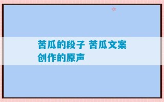 苦瓜的段子 苦瓜文案创作的原声