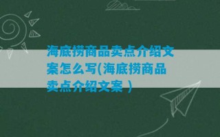 海底捞商品卖点介绍文案怎么写(海底捞商品卖点介绍文案 )