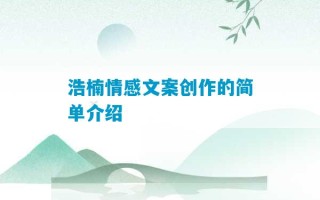 浩楠情感文案创作的简单介绍