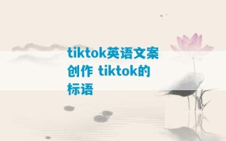 tiktok英语文案创作 tiktok的标语