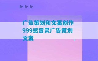 广告策划和文案创作 999感冒灵广告策划文案