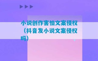 小说创作害怕文案侵权（抖音发小说文案侵权吗）