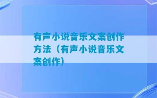 有声小说音乐文案创作方法（有声小说音乐文案创作）