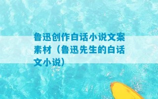 鲁迅创作白话小说文案素材（鲁迅先生的白话文小说）