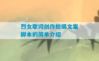 烈女歌词创作拍摄文案脚本的简单介绍