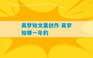 吴梦知文案创作 吴梦知哪一年的