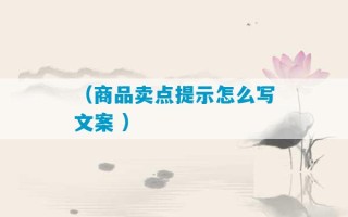 （商品卖点提示怎么写文案 ）