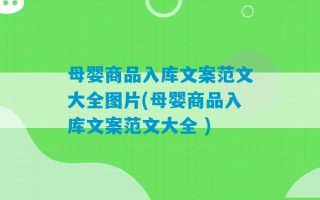 母婴商品入库文案范文大全图片(母婴商品入库文案范文大全 )