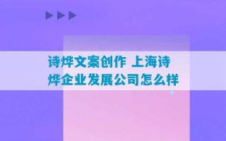 诗烨文案创作 上海诗烨企业发展公司怎么样