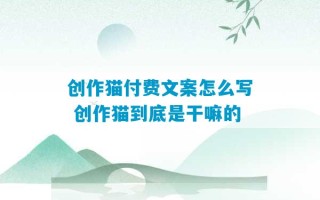 创作猫付费文案怎么写 创作猫到底是干嘛的