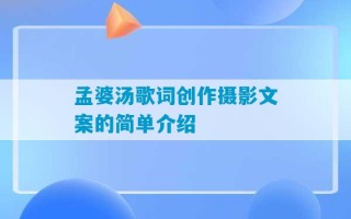 孟婆汤歌词创作摄影文案的简单介绍