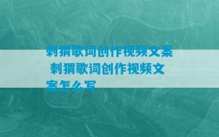 刺猬歌词创作视频文案 刺猬歌词创作视频文案怎么写