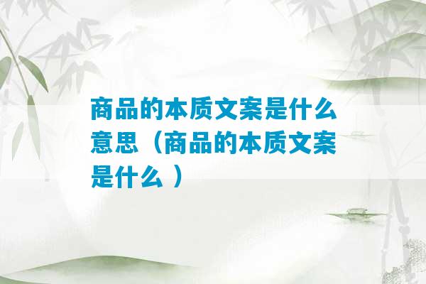 商品的本质文案是什么意思（商品的本质文案是什么 ）-第1张图片-臭鼬助手