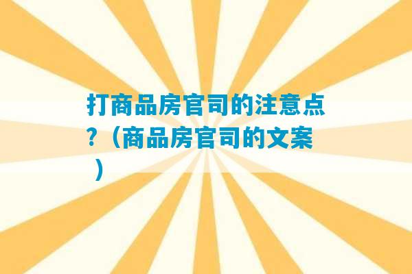 打商品房官司的注意点?（商品房官司的文案 ）-第1张图片-臭鼬助手