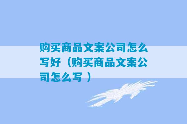 购买商品文案公司怎么写好（购买商品文案公司怎么写 ）-第1张图片-臭鼬助手