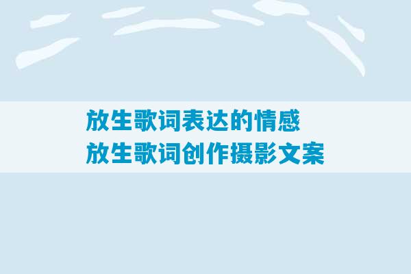 放生歌词表达的情感 放生歌词创作摄影文案-第1张图片-臭鼬助手