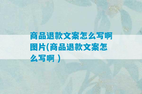 商品退款文案怎么写啊图片(商品退款文案怎么写啊 )-第1张图片-臭鼬助手