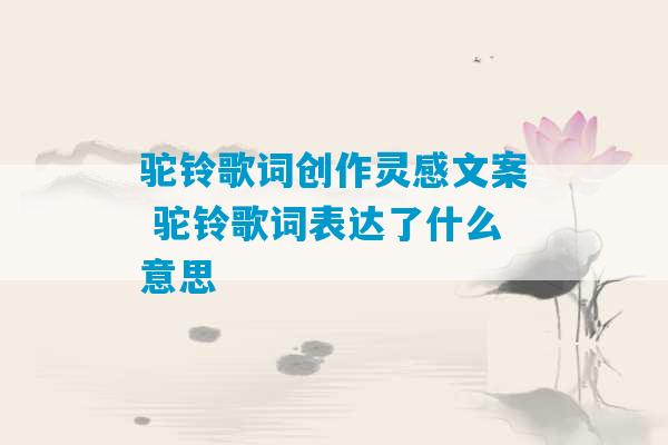 驼铃歌词创作灵感文案 驼铃歌词表达了什么意思-第1张图片-臭鼬助手