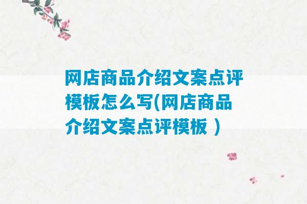 网店商品介绍文案点评模板怎么写(网店商品介绍文案点评模板 )-第1张图片-臭鼬助手