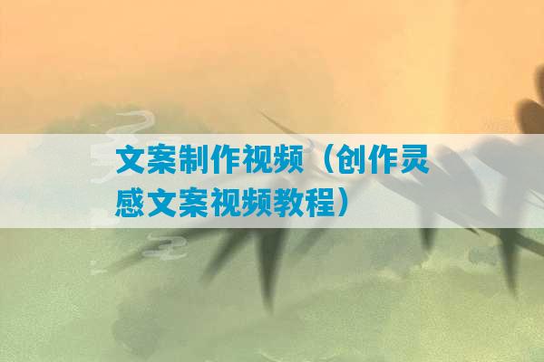 文案制作视频（创作灵感文案视频教程）-第1张图片-臭鼬助手