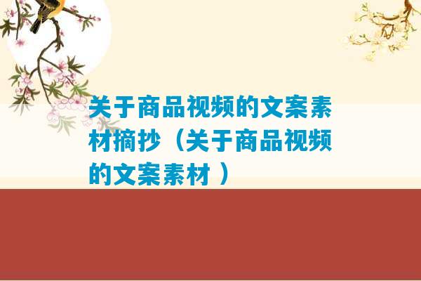 关于商品视频的文案素材摘抄（关于商品视频的文案素材 ）-第1张图片-臭鼬助手