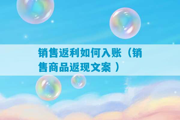 销售返利如何入账（销售商品返现文案 ）-第1张图片-臭鼬助手