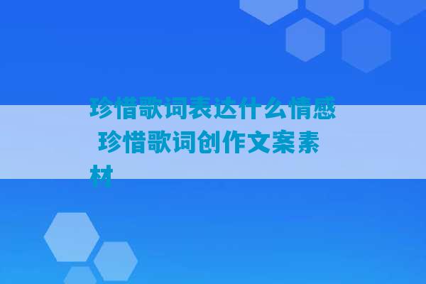 珍惜歌词表达什么情感 珍惜歌词创作文案素材-第1张图片-臭鼬助手