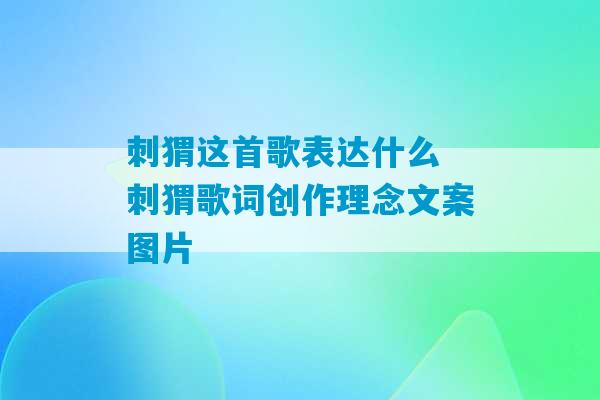 刺猬这首歌表达什么 刺猬歌词创作理念文案图片-第1张图片-臭鼬助手