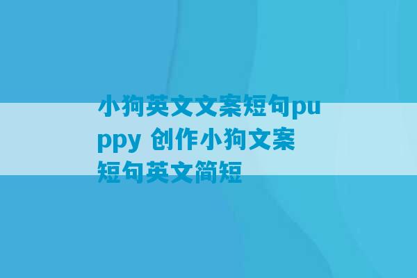 小狗英文文案短句puppy 创作小狗文案短句英文简短-第1张图片-臭鼬助手